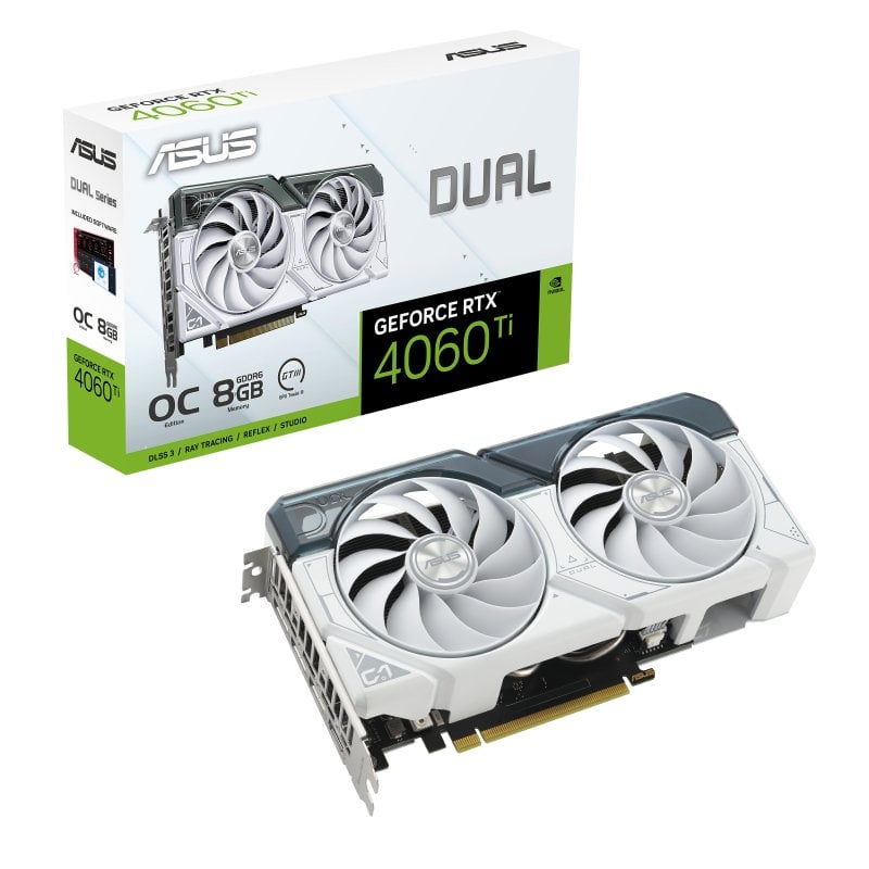 ASUS Dual GeForce RTX 4060 Ti Bianco OC Edition 8GB GDDR6 DLSS3 video