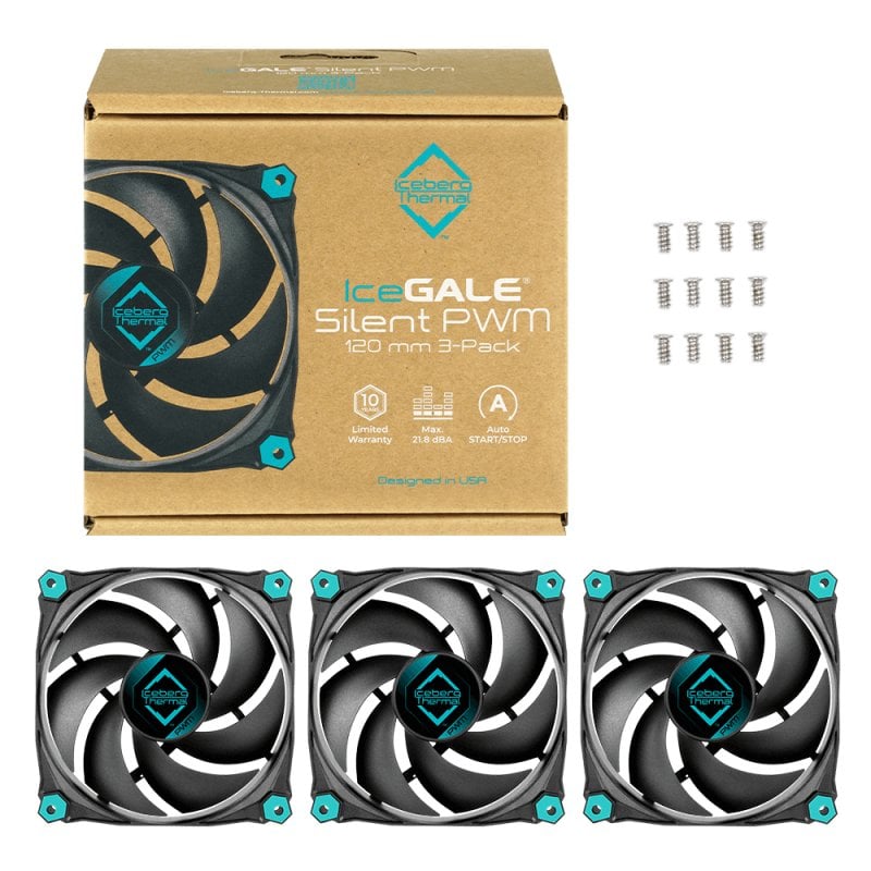 Iceberg Thermal IceGALE Silent PWM Pack de 3 Ventoinhas 120mm ...
