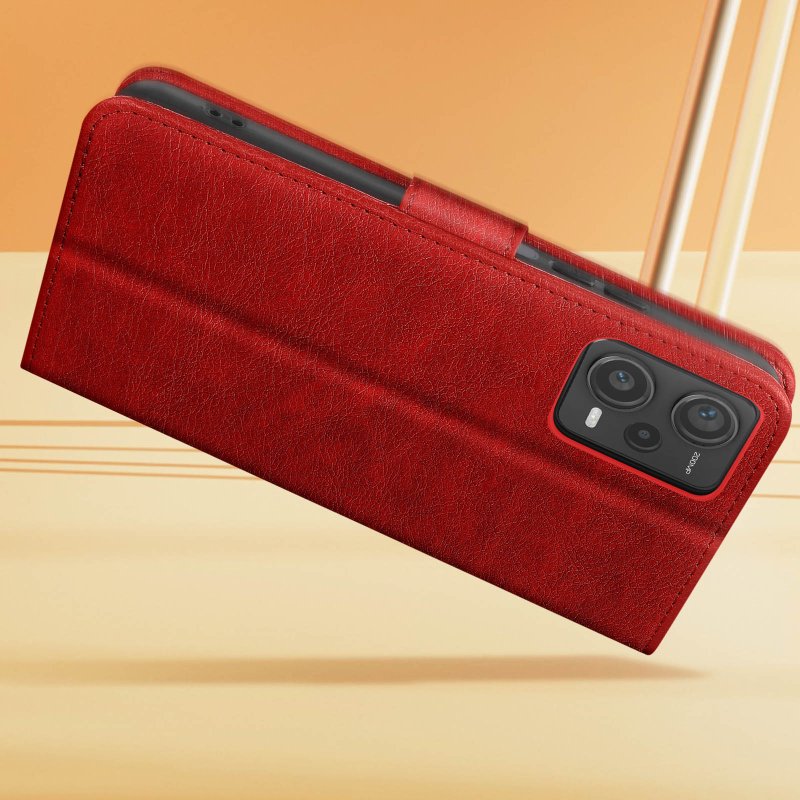 Avizar Funda Tarjetero Soporte Vídeo Roja Para Xiaomi Poco X5 Pro Y