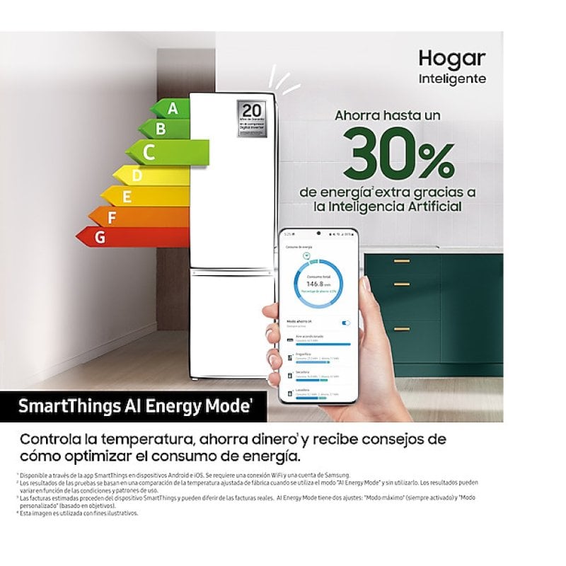 Réfrigérateur Combiné Samsung RB34C600CSA – 344 L, No Frost, Wi-Fi SmartThings - vue 5