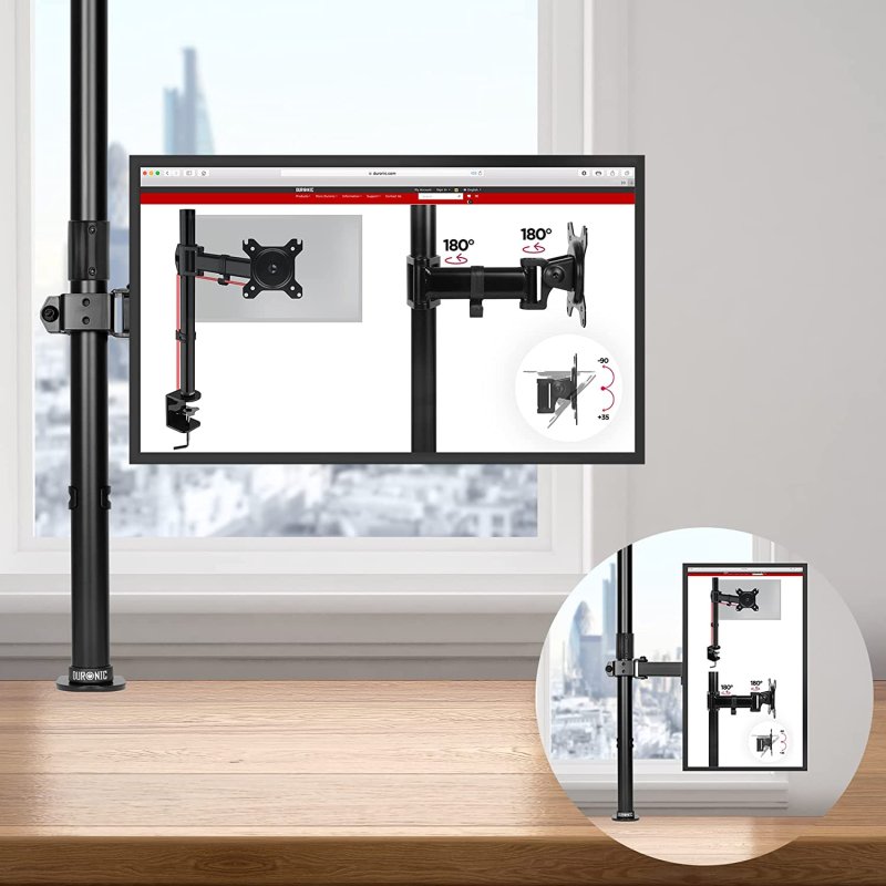 Soporte Para Monitor Duronic DM254 | Brazo Ajustable | Para Pantallas De 13 A 27 Pulgadas | Máx. 8 Kg | Inclinación 180°