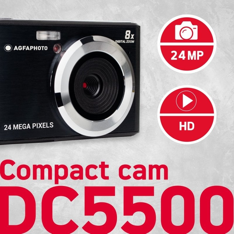 AgfaPhoto Realishot DC5500 Cámara Digital 24MP Zoom x8 Negra