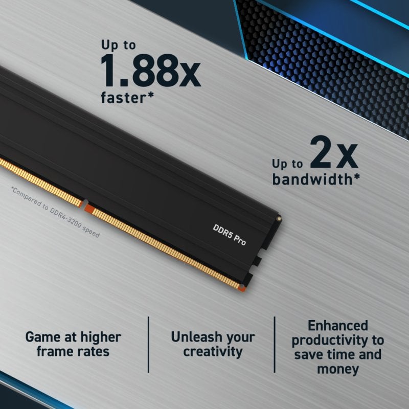 Mémoire RAM CRUCIAL DDR5 PRO Kit 48 Go 2 x 24 Go 5600 MT/ UDIMM CL46 CP2K24G56C46U5 - vue 4