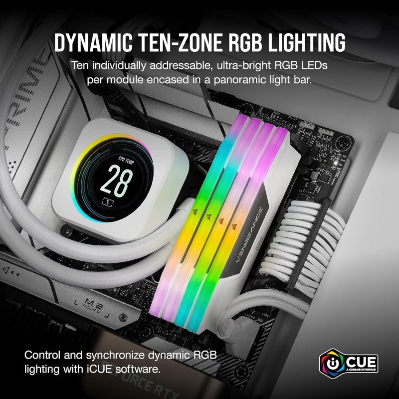 Memoria RAM Corsair Vengeance RGB DDR5 White 6000MHz 64 GB 2x32GB