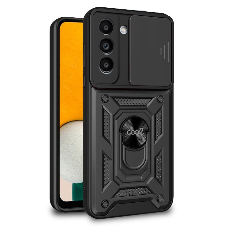 Image of Fantastica custodia rigida nera ad anello per Samsung Galaxy A13 5G/A04s cod079