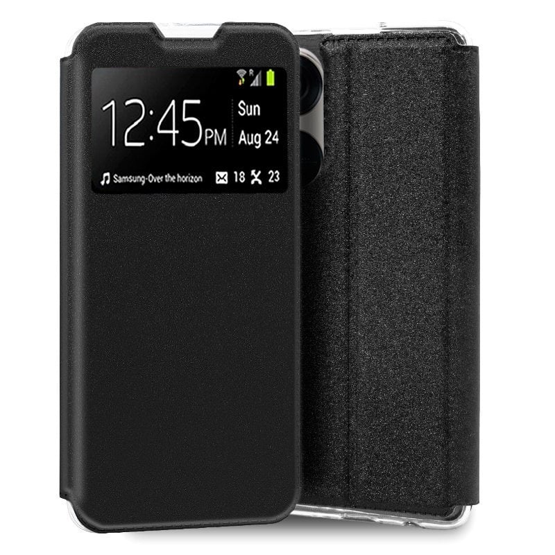 Image of Custodia Flip Cover nera liscia e fresca per Oppo Reno 8T cod079