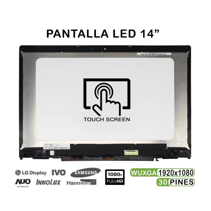 Image of Touchscreen LED da 14" con cornice per laptop HP Pavilion X360 14-cd 14-cd0003ns 14-cd0008ns cod079