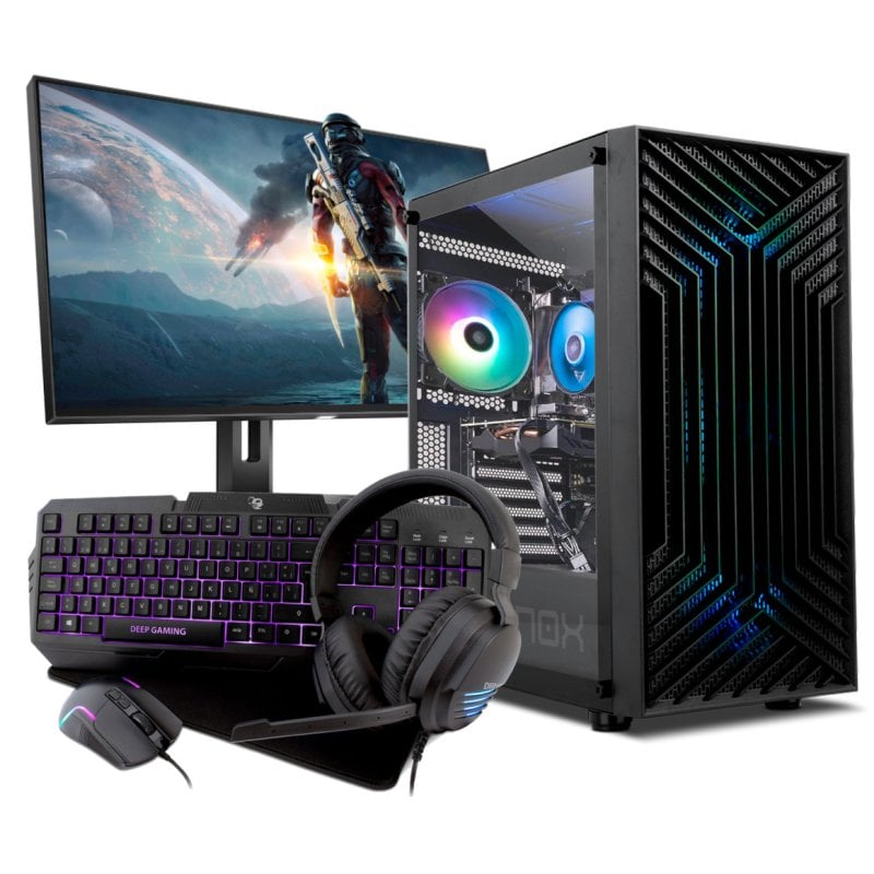 Image of PC da gioco da corsa Intel Core i3-12100F/16GB/1TB SSD/RX 7600 XT + monitor FullHD da 27" + combo da gioco