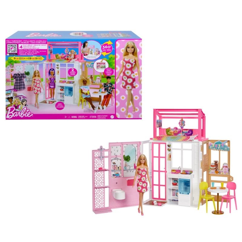 Casa de bonecas mobiliada de 2 andares da Mattel Barbie