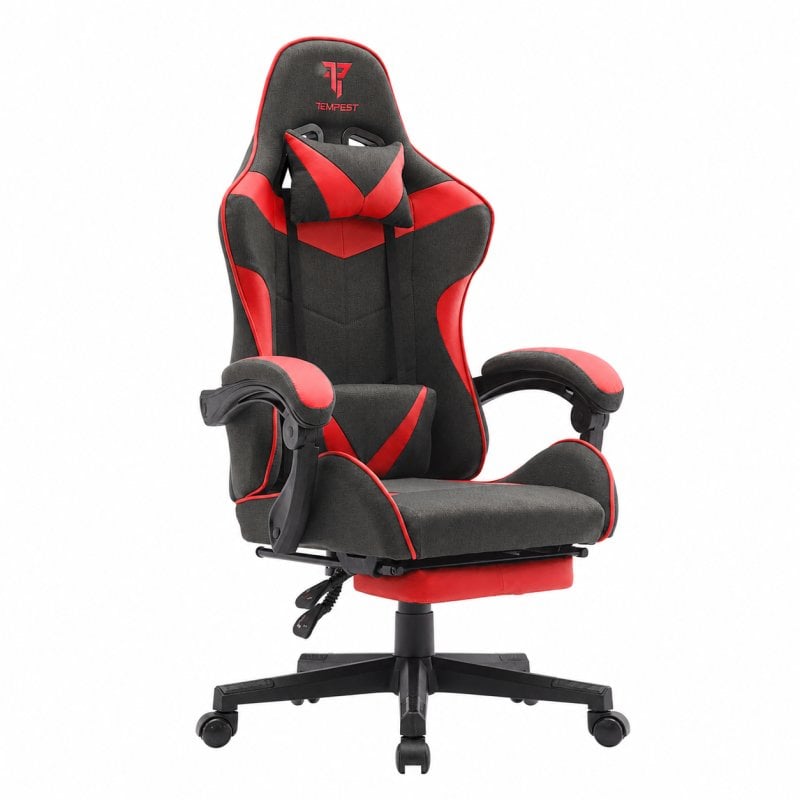 Tempest Shake Silla Gaming con Reposapiés y Masaje Negra/Roja Tela Transpirable Tempest Shake Silla Gaming con Reposapiés y Masaje Negra/Roja Tela Transpirable