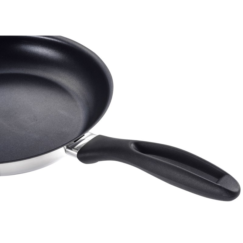 BRA Profesional Padella 30 cm, Acciaio Inossidabile, 18/10, Triplo Fondo Diffusore Senza Rivestimento Antiaderente, con Induzione Full Induction, Manico Ergonomico in Acciaio Inox