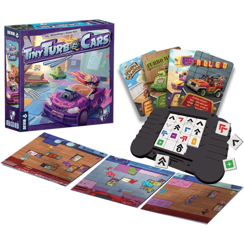Devir - Tiny Turbo Cars | Gioco Da Tavolo Di Corsa Per Famiglie | 2+ Giocatori | Età 10+ | Frenetico E Divertente