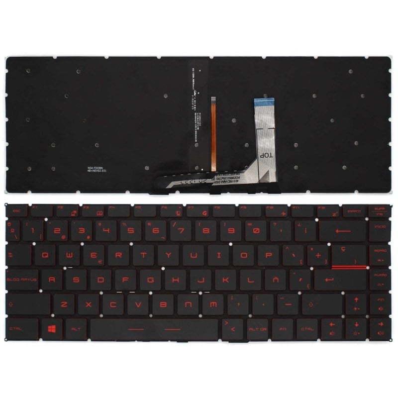 Teclado Retroiluminado Para Portátil Msi Gf63 Gf65 Gs65 Gs65vr Negro