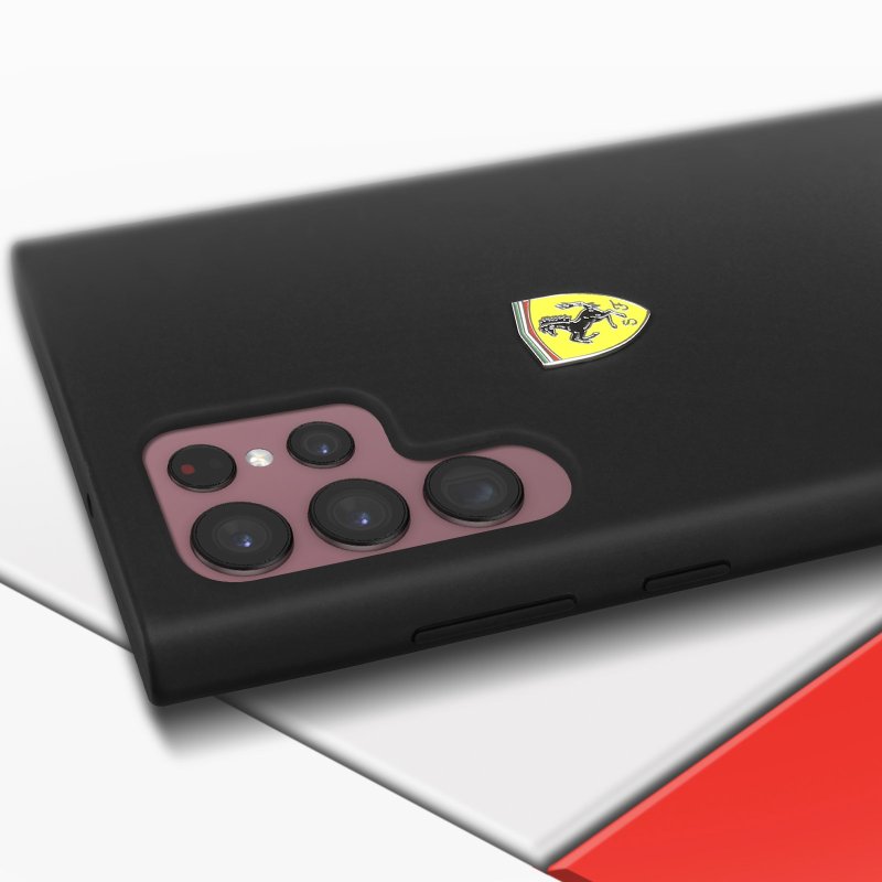Capa de silicone fosco Ferrari Softouch em preto para Samsung Galaxy