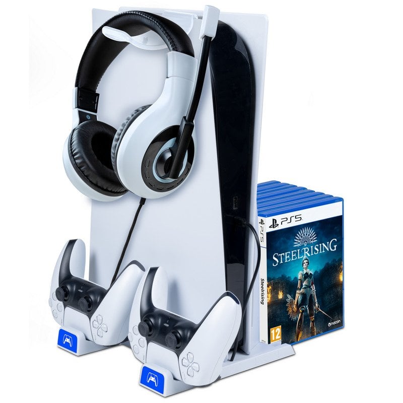 Nacon Soporte para Juegos y Auriculares con Cargador para Mandos DualSense de PS5 Blanco