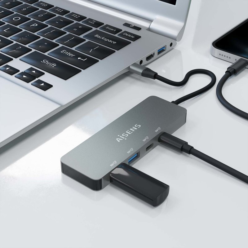 Aisens HUB USB 3.2 Gen2 10G USB-C para USB-C/M + 2xUSB-C/F + 2xUSB-A/F ...