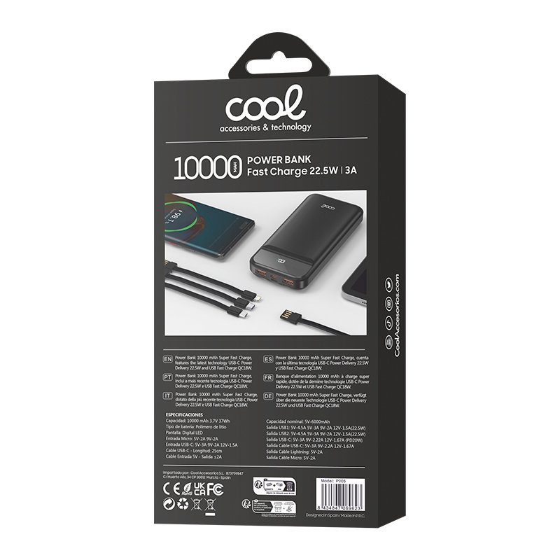 Intenso Powerbank XC10000 10000 MAh Bianco - Con Cavo USB-C Integrato E Porta USB-A