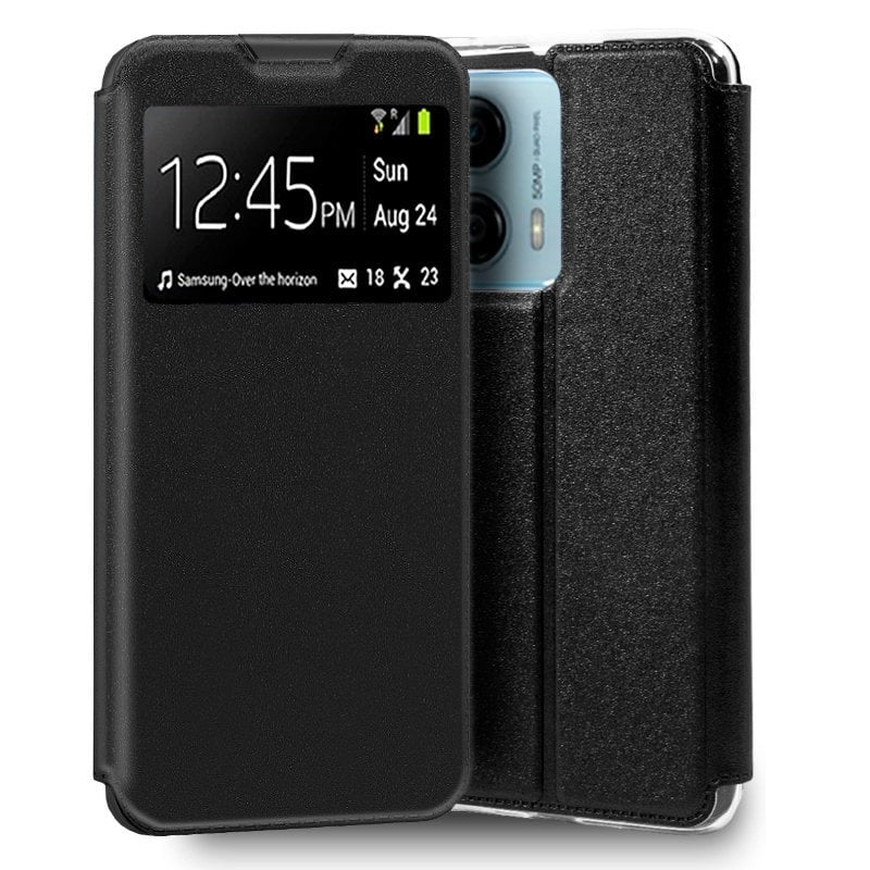 Image of Custodia Flip Cover nera liscia e fantastica per Motorola Moto G53 5G