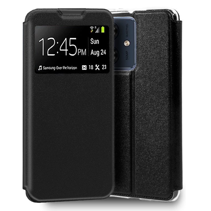 Image of Custodia Flip Cover nera liscia e fantastica per Motorola Moto G54 5G