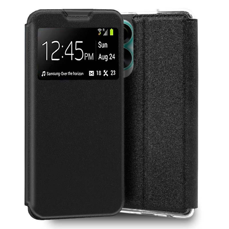Image of Custodia Flip Cover nera liscia e fantastica per Oppo A78 4G cod079