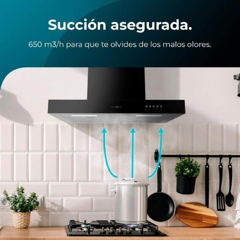 Campana Extractora Cecotec Bolero Flux TM 606500 – Débit 650 m³/h, 3 Niveaux de Puissance