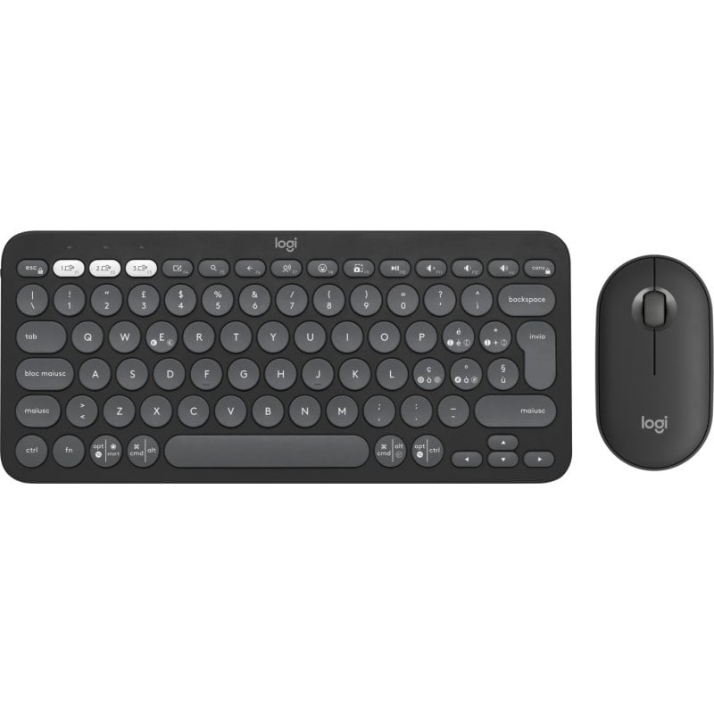 Image of Logitech Pebble 2 Tastiera Combo Mouse incluso RF Wireless + Bluetooth QWERTY Grafite italiana cod079