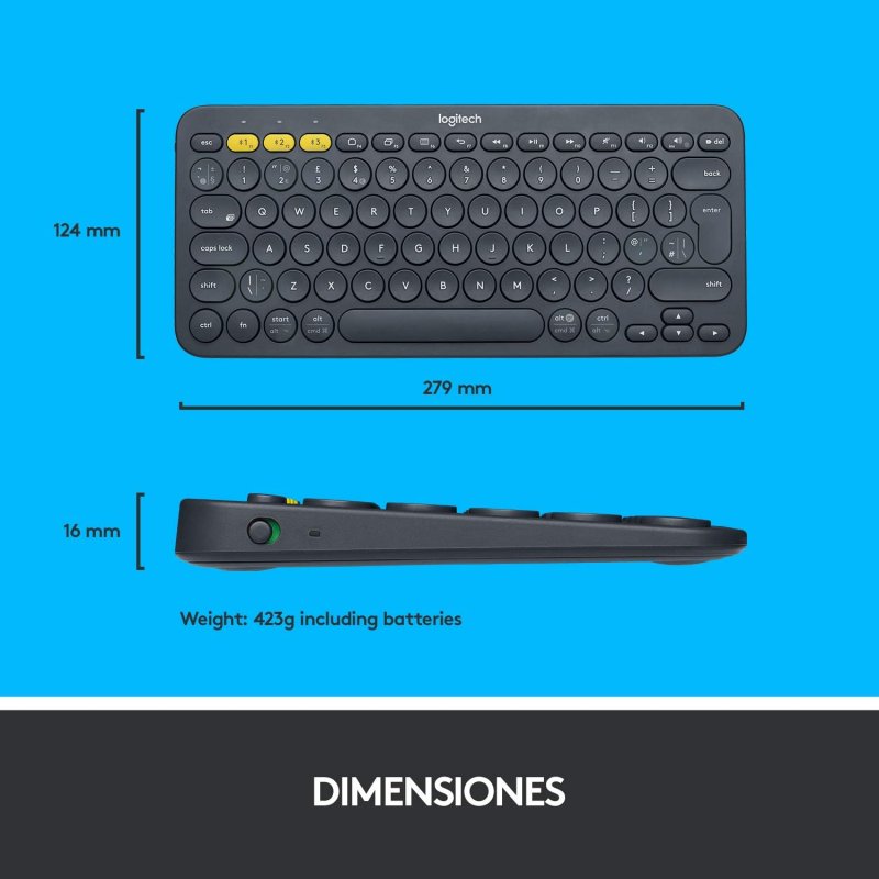Clavier sans fil Bluetooth LOGITECH Pebble Keys 2 K380S Noir
