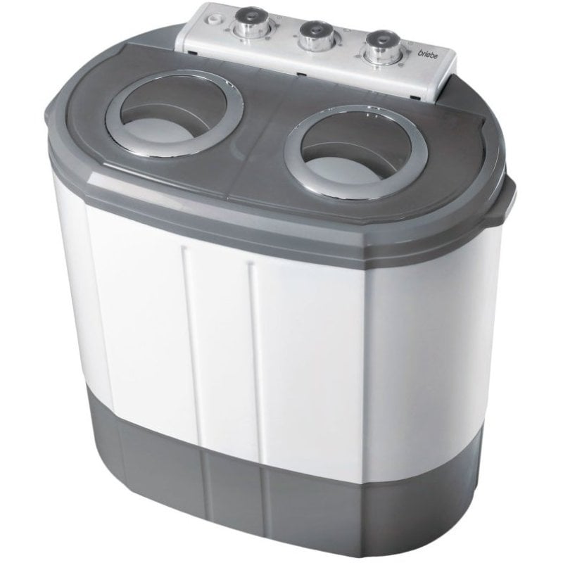 Briebe WM1140 Mini Lavadora Centrifugadora Portátil de 2 Compartimentos 3Kg Gris/Blanco