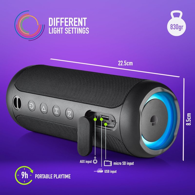 Altoparlante Bluetooth Portatile Cool Nero