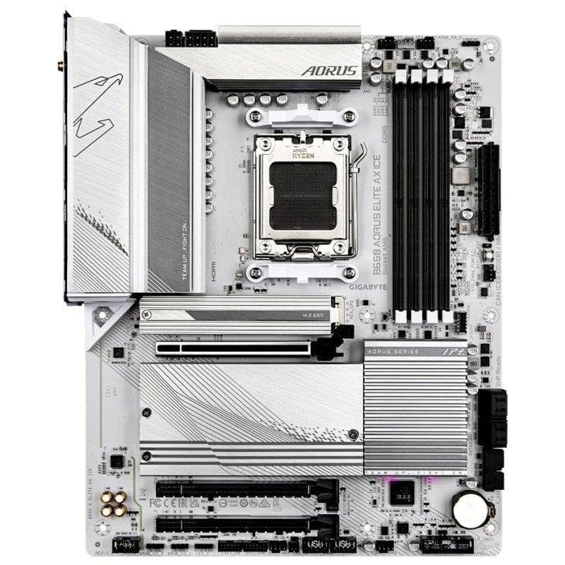 GIGABYTE B650 AORUS ELITE AX ICE Carte mère Compatible avec les processeurs AMD Ryzen 9000 VRM numérique 12+2+2 phases jusqu'à 8000 MHz DDR5 OC 1xPCIe 5.0 + 2xPCIe 4.0 .2 Wi Fi 6E LAN 2.5GbE USB 3.2 Gen 2x2 Neuf - vue 4