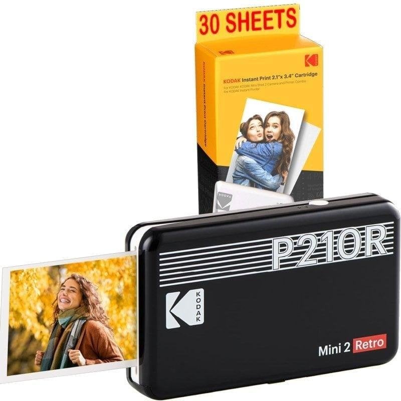 Impressora Fotográfica Sublimação Bluetooth Kodak Mini 2 Retro P210 portátil com kit
