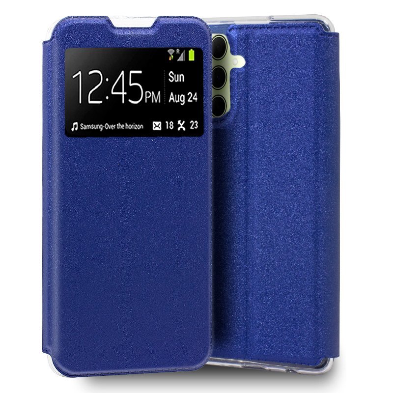Image of Fantastica custodia Flip Cover blu tinta unita per Samsung A356 Galaxy A35 5G cod079