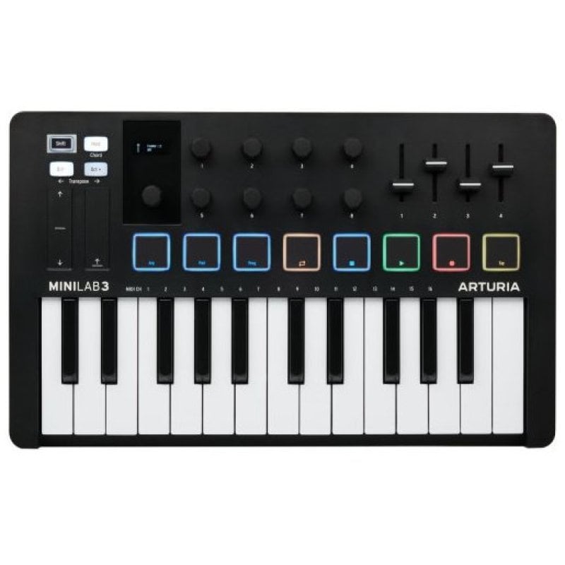 Arturia MiniLab 3 Controlador MIDI Universal para Produção Musical com Pack de Software Black