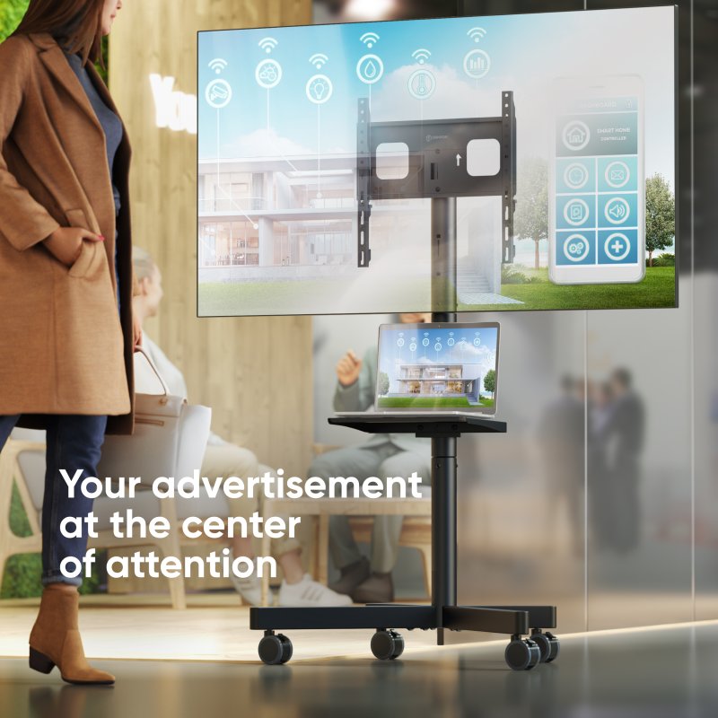 Metronic 451070 - Soporte TV Pie, Peana Giratoria, Soporte Mesa TV Y Monitor De Ordenador De 32-55 Pulgadas Pantalla LED/LCD, Giratorio, Altura Ajustable Hasta 40 Kg, Máx. VESA 400x400 Mm