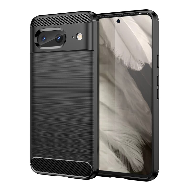 Capa de fibra de carbono digital Max Power para Google Pixel 8 anti-choque de silicone preto