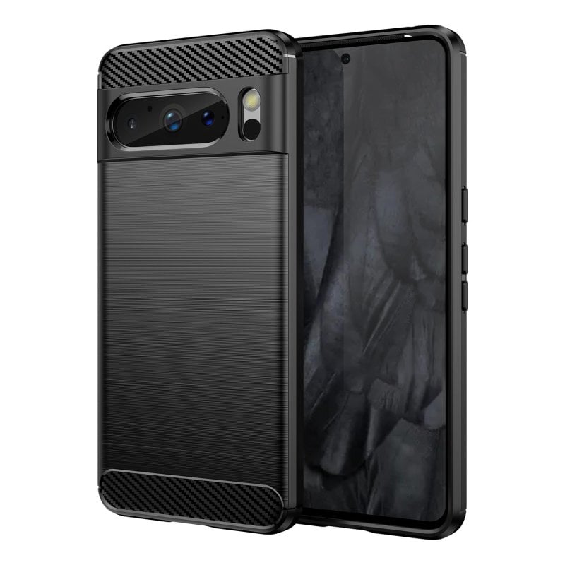 Capa de fibra de carbono digital Max Power para Google Pixel 8 Pro silicone preto anti-choque