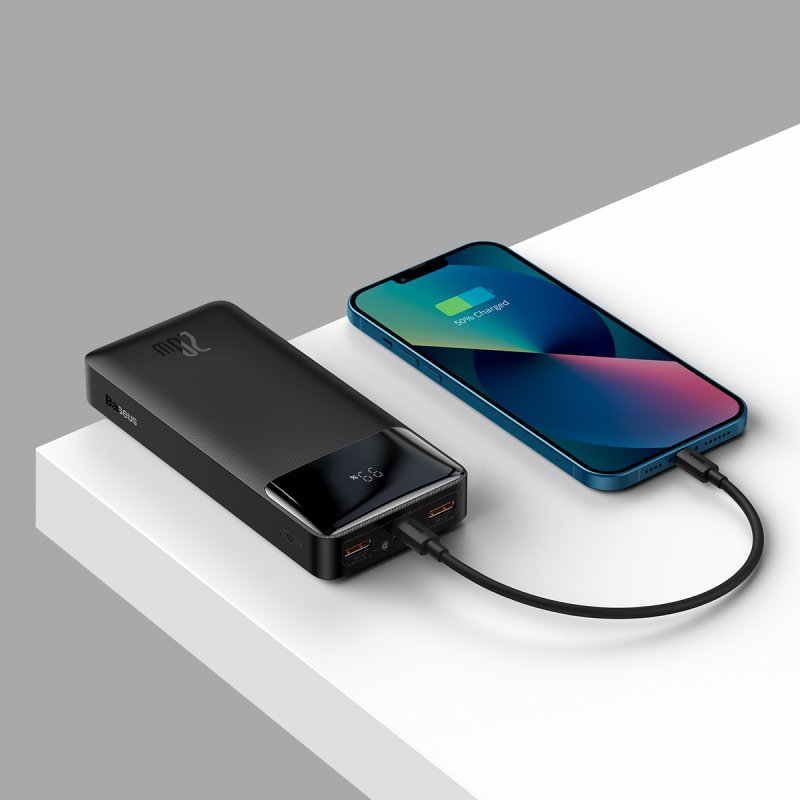 Custodia Rigida Co2CREA Per Baseus Power Bank 65W 20000mAh, Antivibrazione, Con Cinghia, Nera