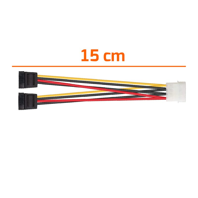 Câble Adaptateur 4 Broches Vers Double SATA – Pour Alimentation HDD/SSD, Compatible Stations Mini PC, 45 Cm