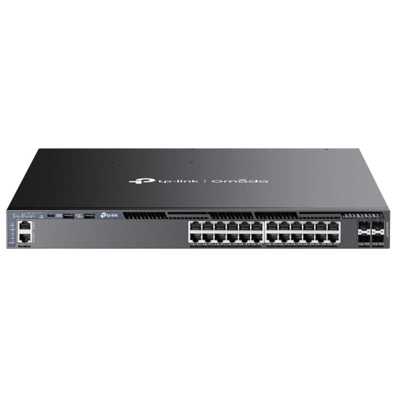 Image of SWITCH DI GESTIONE L3 TP-LINK SG6428XHP 24P GIGABIT PoE+ CON 4 SLOT SFP+ PORTA CONSOLE 10G RJ45/USB-C RACK 1U 19