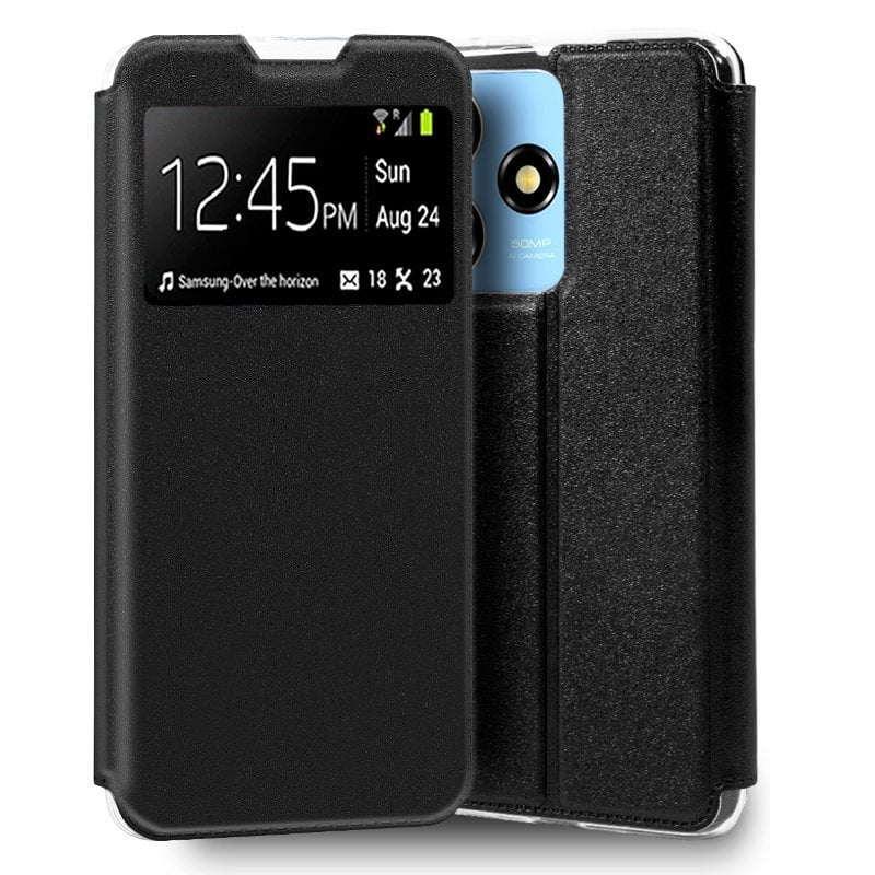 Cool Funda Flip Cover Liso Negro para ZTE Blade A73