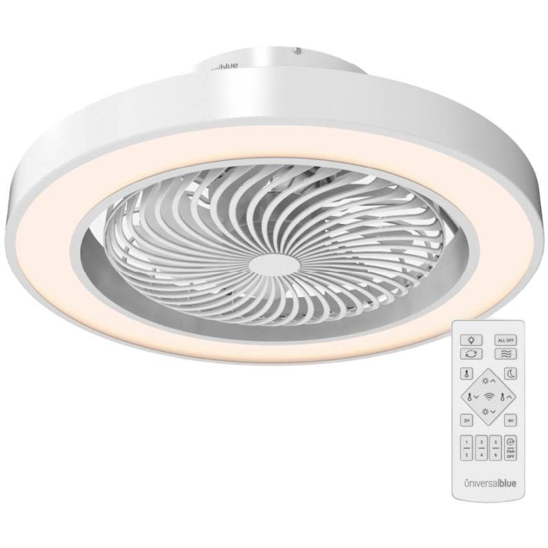 Image of Ventilatore da Soffitto Universale Xaloc 7048W Blu con Luce LED 24W e Pale Nascoste 36W Bianco