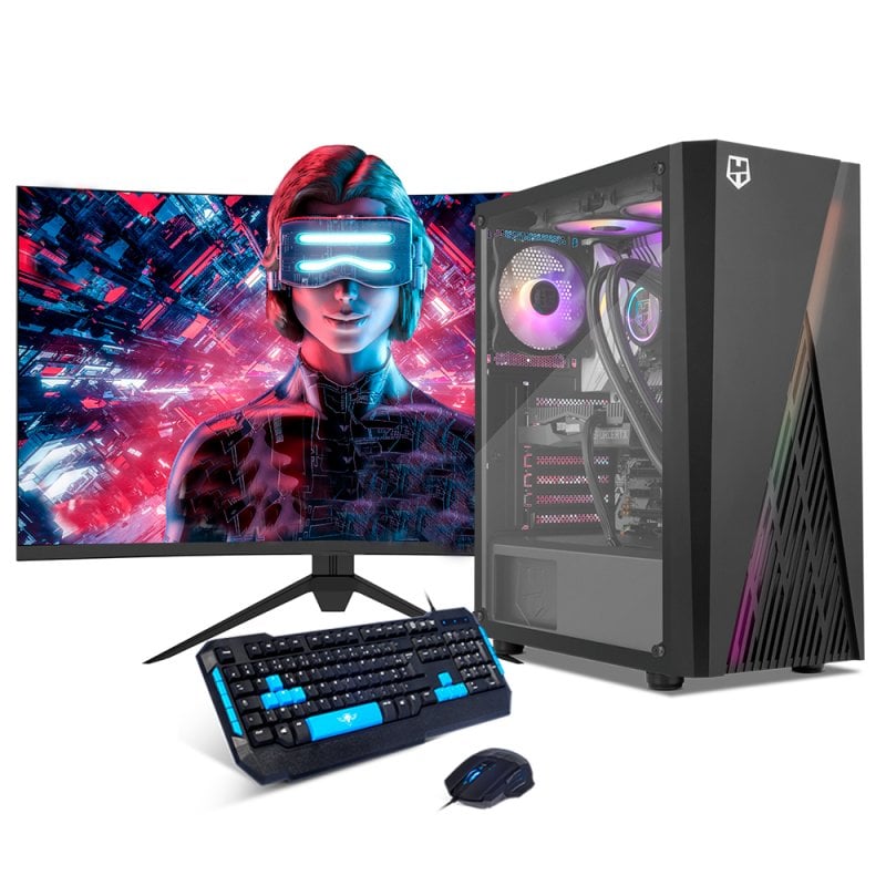 Neo-PC Delta Gaming AMD Ryzen 5 5500/16GB/1TB SSD/RTX 3050 + monitor FullHD de 27' + teclado e rato