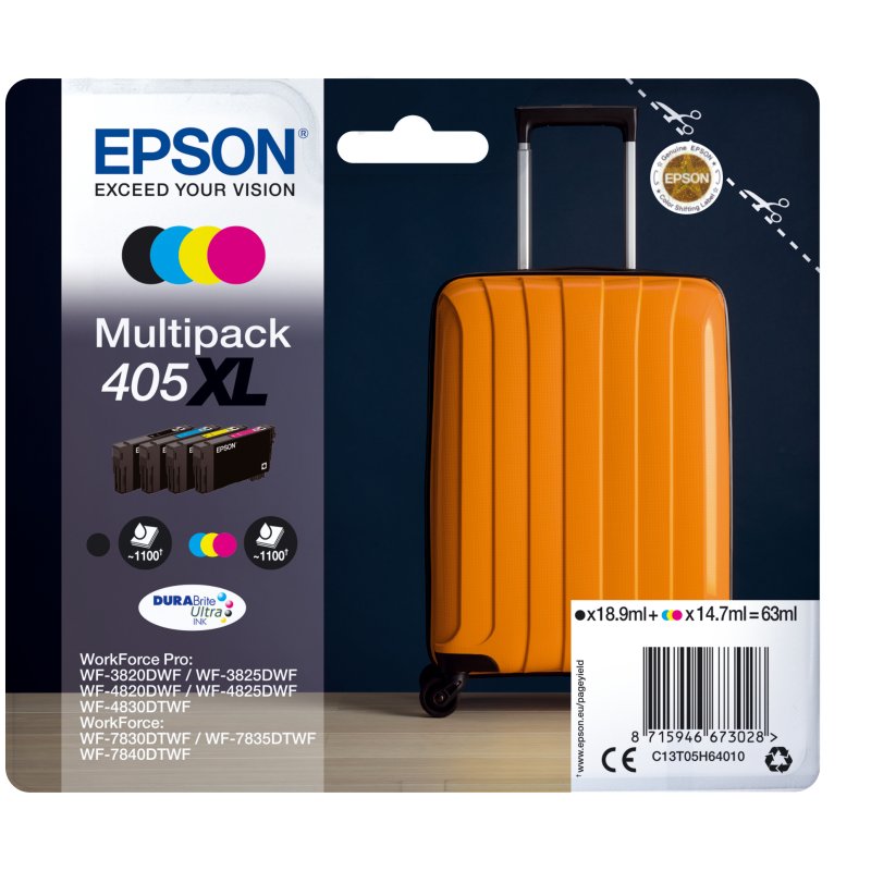 Cartucho de Tinta Original Epson 405XL DURABrite Ultra Pack 4 Unidades XL BK/C/M/Y