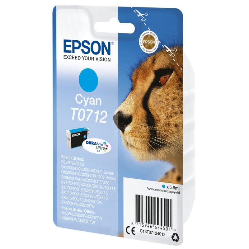 Epson T0712 Cartouche d'encre Cyan Originale