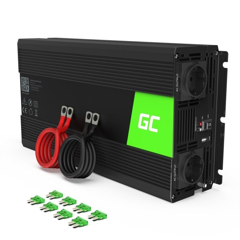 Image of Verde Cell Inv25 Adattatore di alimentazione automatico e inverter 1500 W Nero