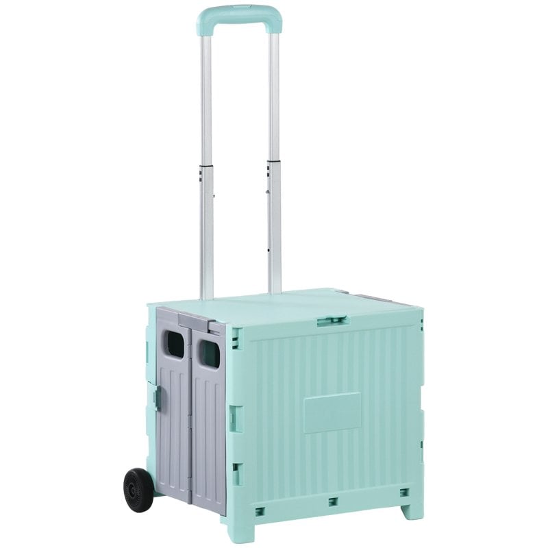 Image of Carrello Spesa Pieghevole Homcom con 2 Ruote 41,5x32,5x85 Cm Verde