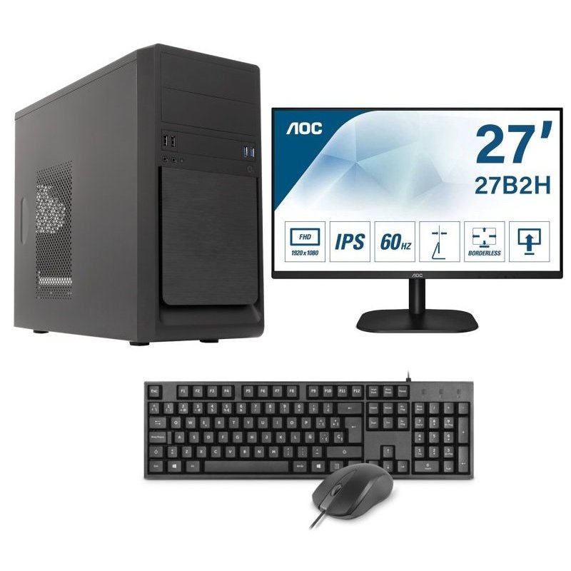 Epical-Q Pack Soho8 Intel Core i3-12100/16GB/1TB SSD + Monitor 27" + Teclado + Ratón