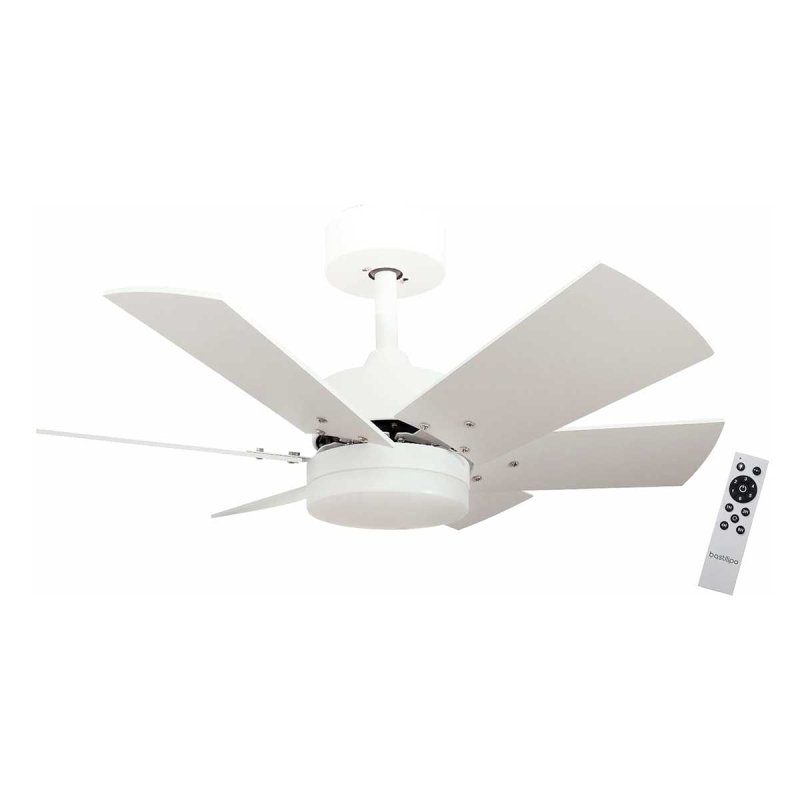 Ventilador de teto Cala Bastilipo 6 lâminas reversíveis branco/carvalho claro Ø75 cm