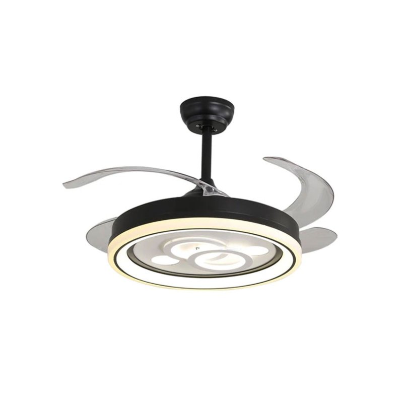 Bel Air Dafne Ventoinha de Teto com Luz e Comando 72W 108cm 4 Pás Retráteis Preto