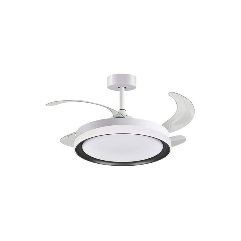Bel Air Kigali Mini Ventoinha de Teto com Luz e Comando 48W 91cm 4 Pás Retráteis Branca/Preta